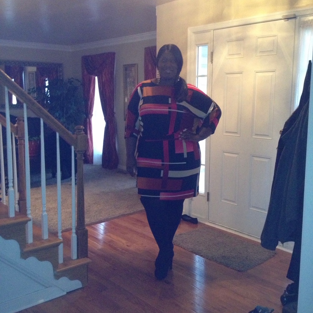 Sandra Darren Geometric Blouson Dress